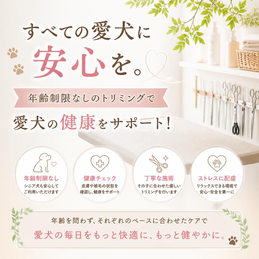 すべての愛犬に安心を。年齢制限なしのトリミングで愛犬の健康をサポート！