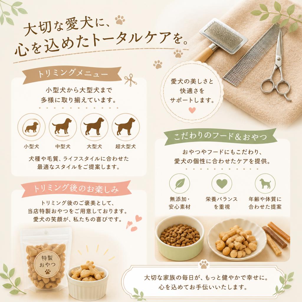 多彩なメニューで愛犬をもっと素敵に