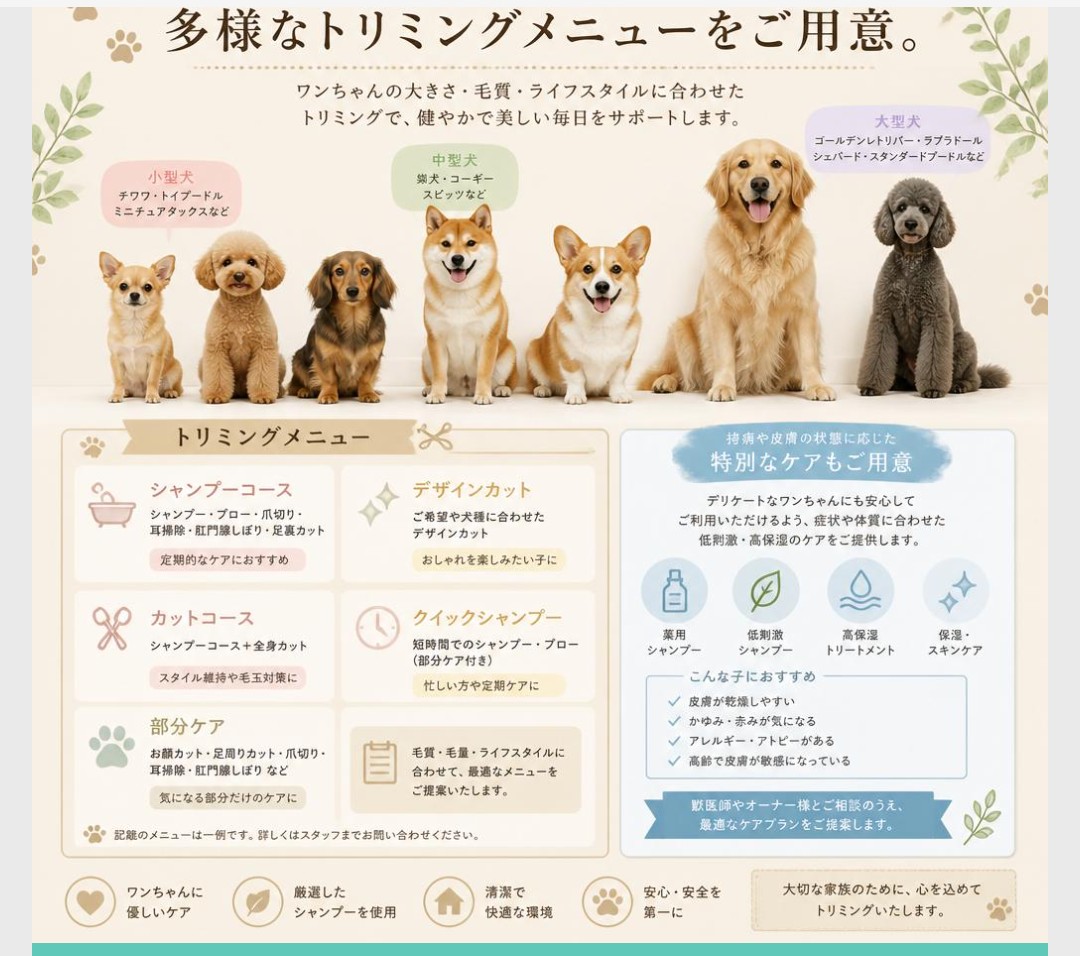 4. 提供するトリミングメニュー